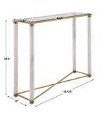 White - Pillar Console Table - Brass / White