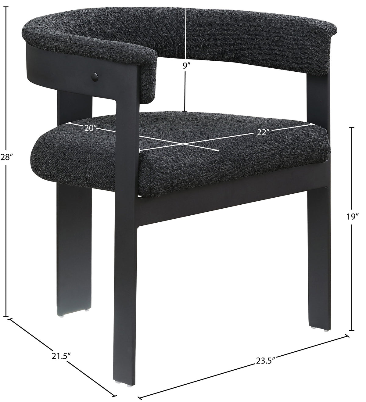 Romeo - Boucle Dining Chair With Black Base (Set of 2)