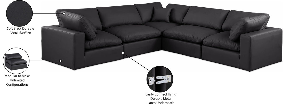 Comfy - 5 Piece Faux Leather Modular Corner Sectional