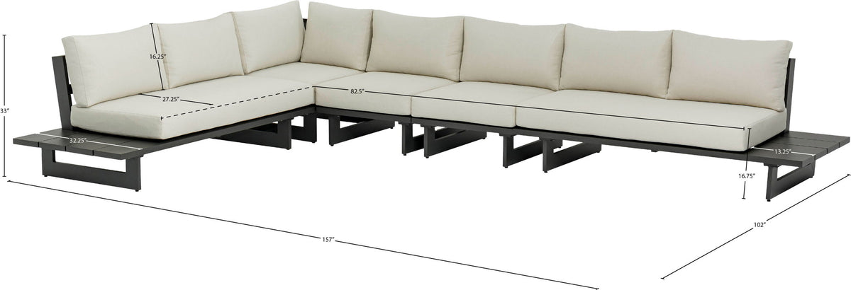Maldives - 5 Piece Water Resistant Outdoor Patio Modular Sectional With Gray Base