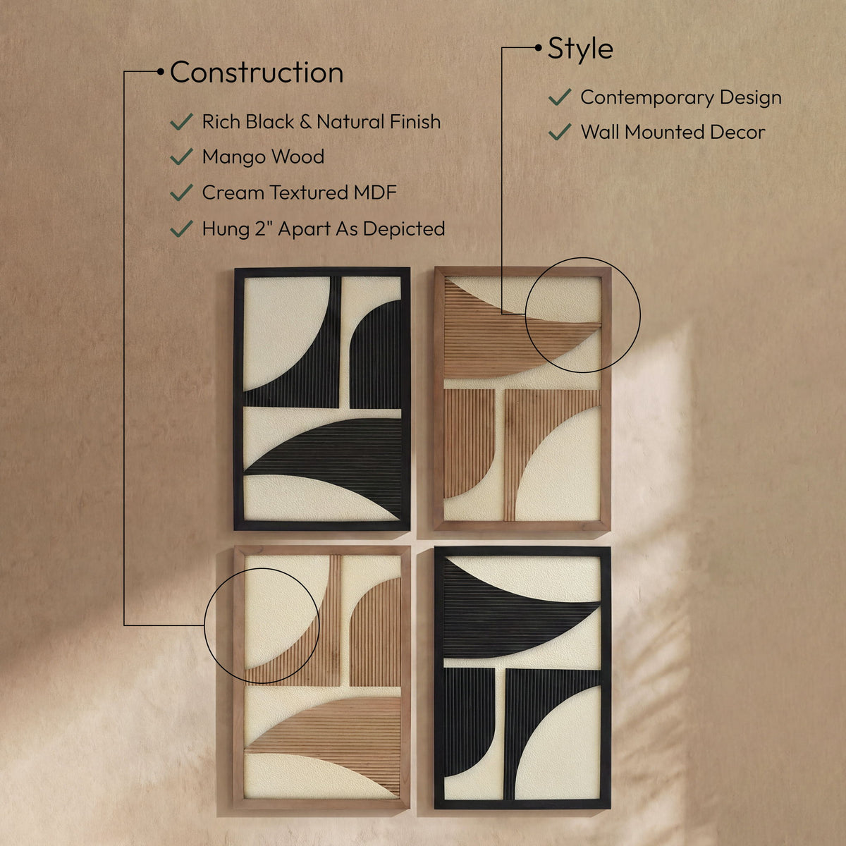 Cadence - 4 Piece Two-Color Wall Art