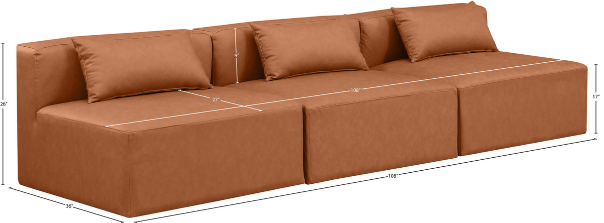 Cube - Modular 3 Piece Armless Sofa - Cognac