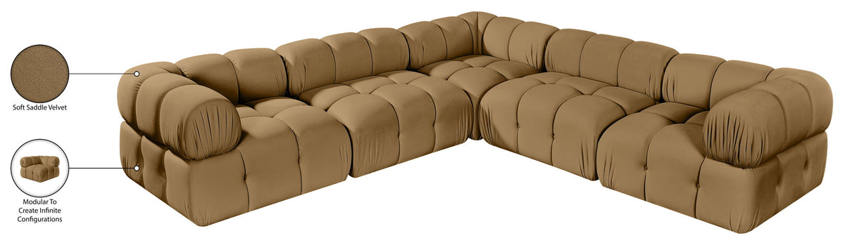 Orin - Velvet 5 Piece Modular Corner Sectional