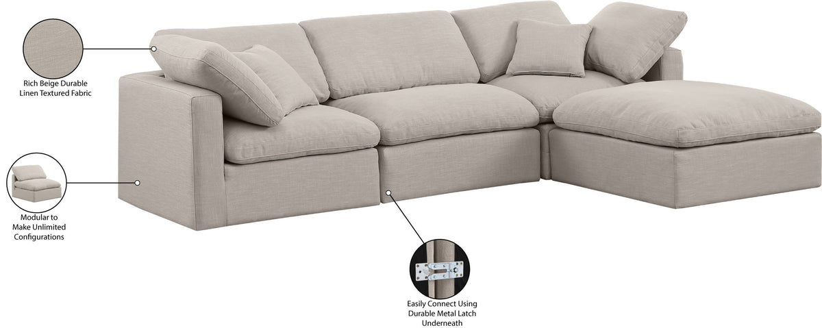 Indulge - Linen 4 Piece Modular Sectional With Chaise
