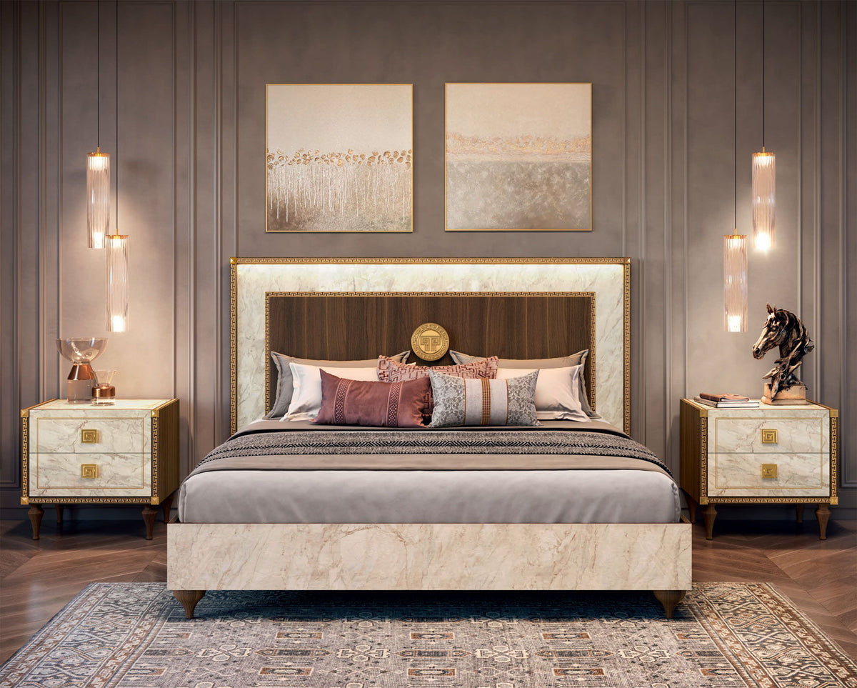 Romantica - Nightstand - Light Beige / Brown Walnut