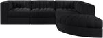 Rummi - Velvet Performance Fabric Upholstered 5 Piece Modular Sectional