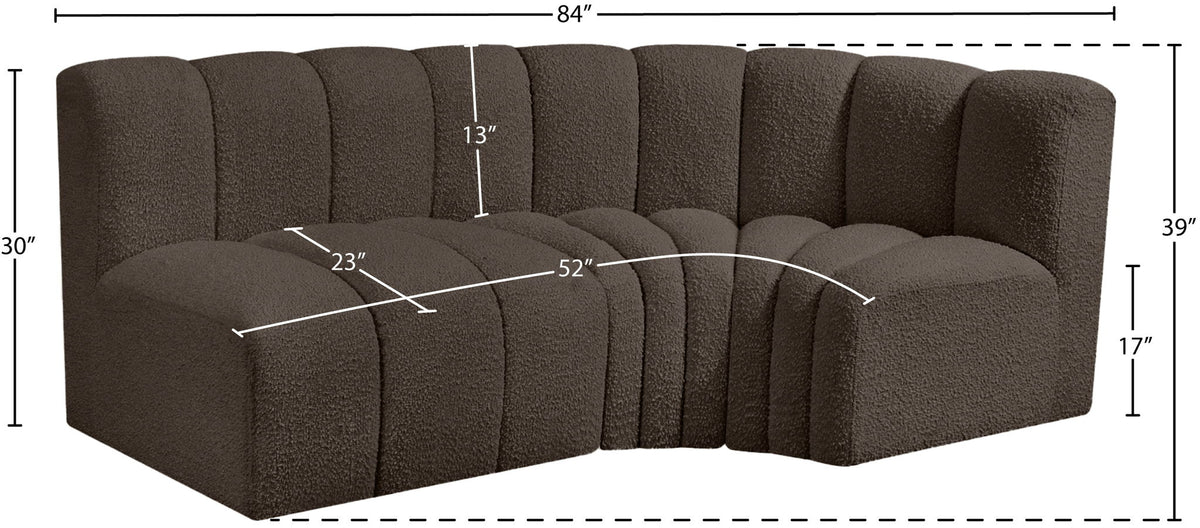 Arc - Boucle Fabric 3 Piece Sofa