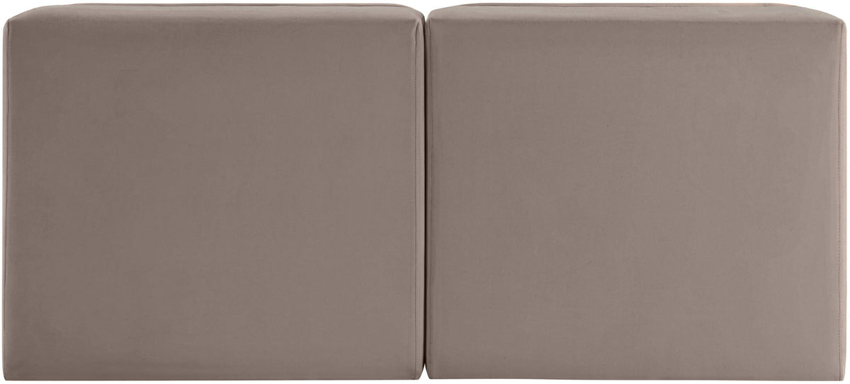 Rummi - Velvet Performance Fabric Upholstered 2 Piece Modular Armless Loveseat