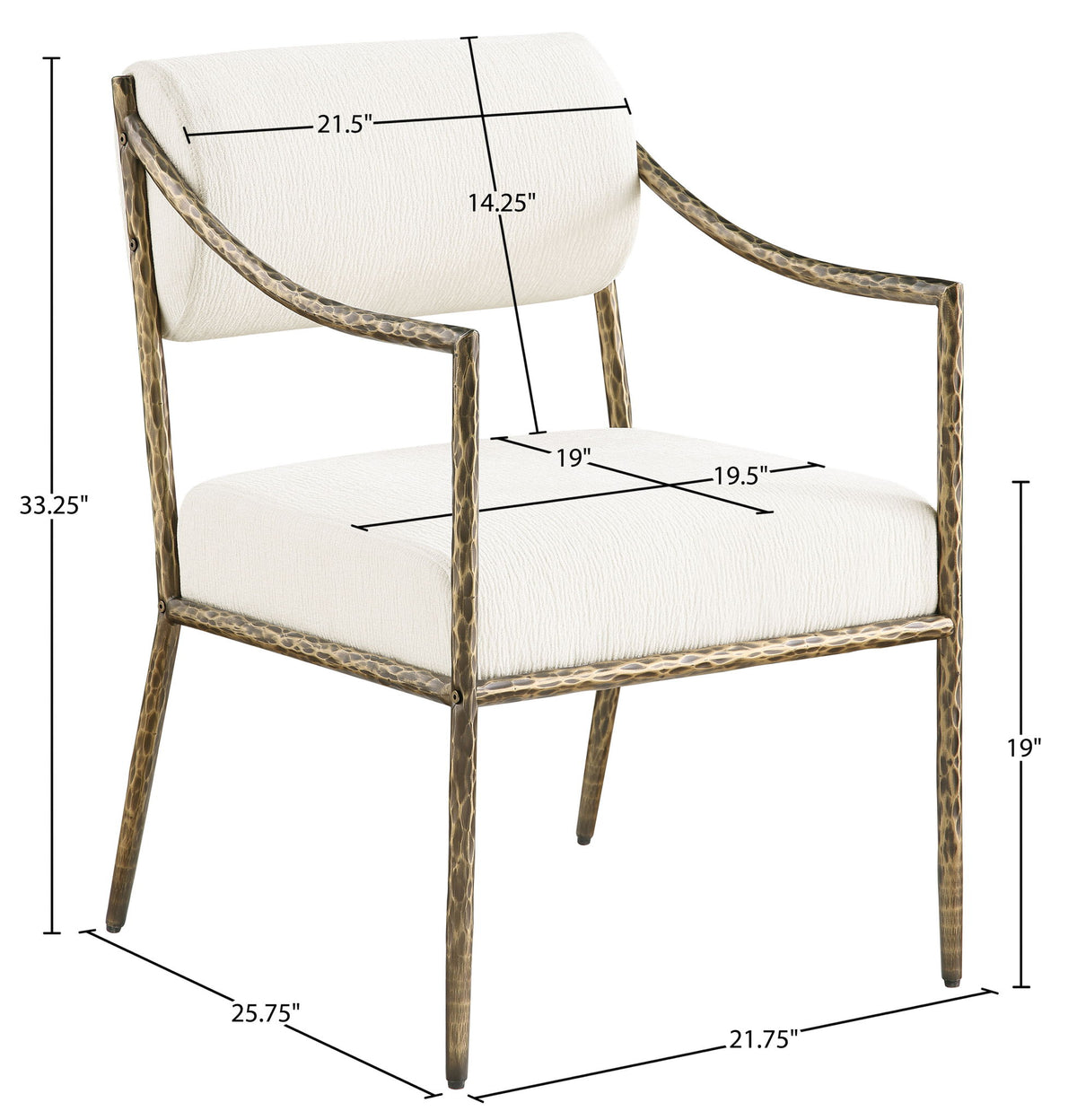 Bastille - Upholstered Dining Arm Chair (Set of 2) - Brass Frame