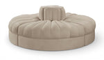 Rummi - Round Velvet Performance Fabric Upholstered 4 Piece Modular Sofa