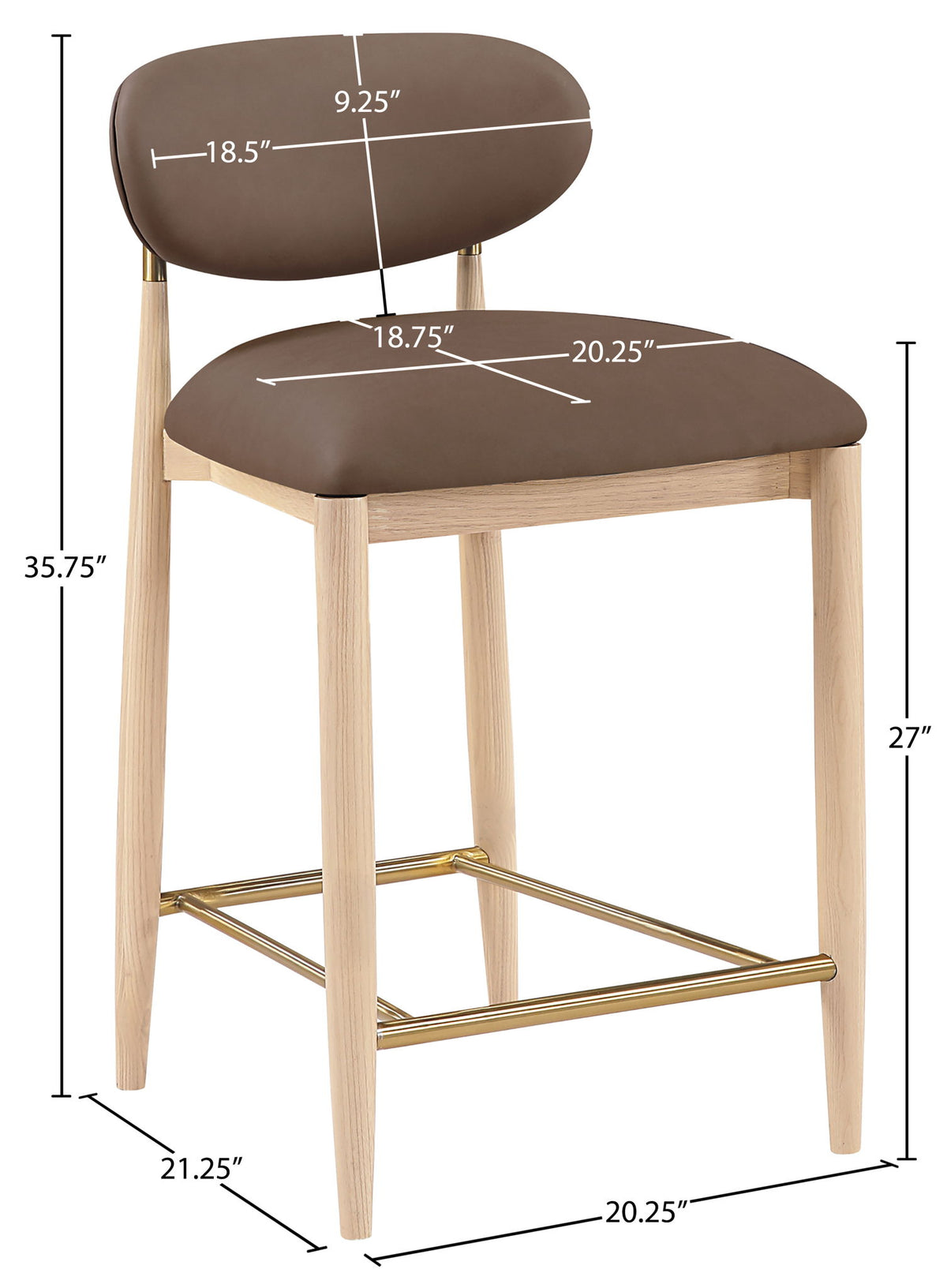 Riccio - Stool - Natural And Gold Frame