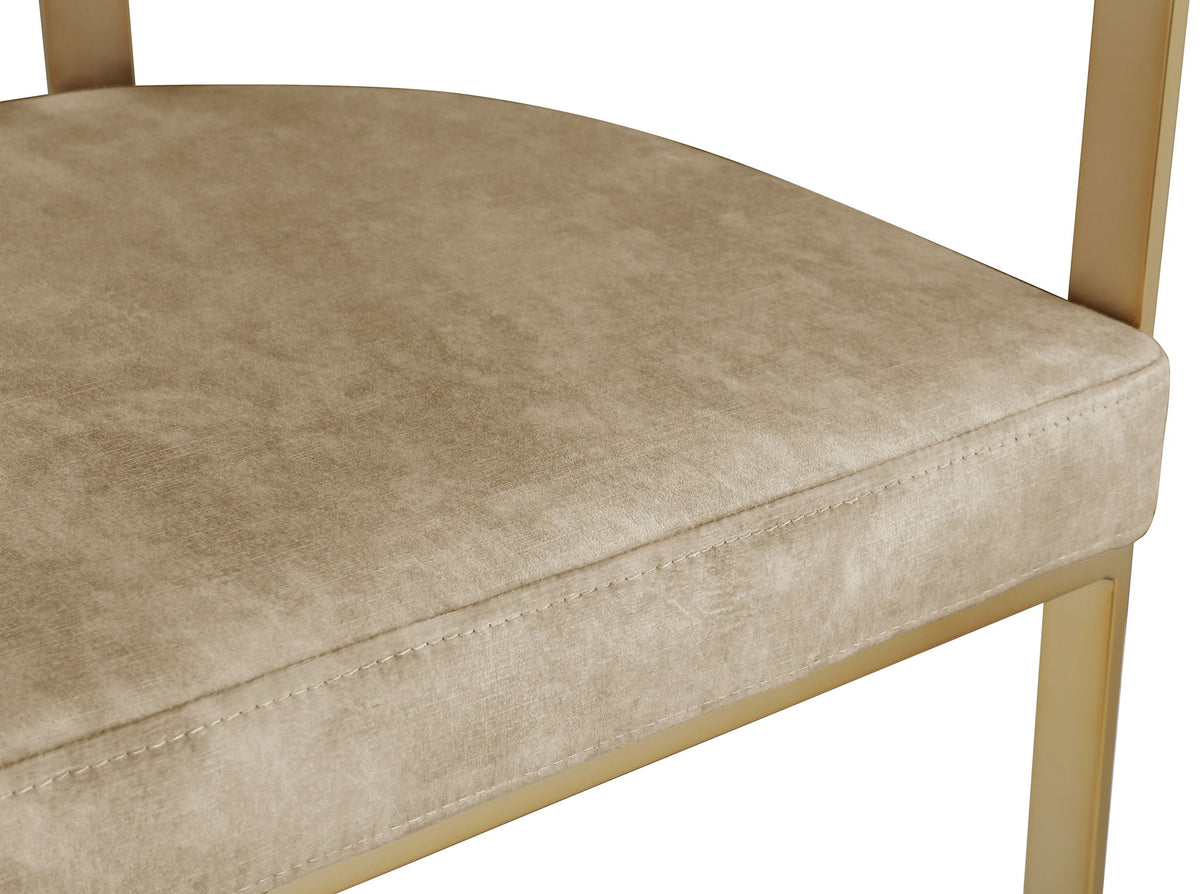 Marcello - Dining Chair With Brushed Gold Iron Frame (Set of 2) - Beige
