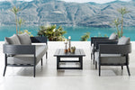 Menorca - 4 Piece Outdoor Aluminum & Outdoor Conversation Set - Dark Gray