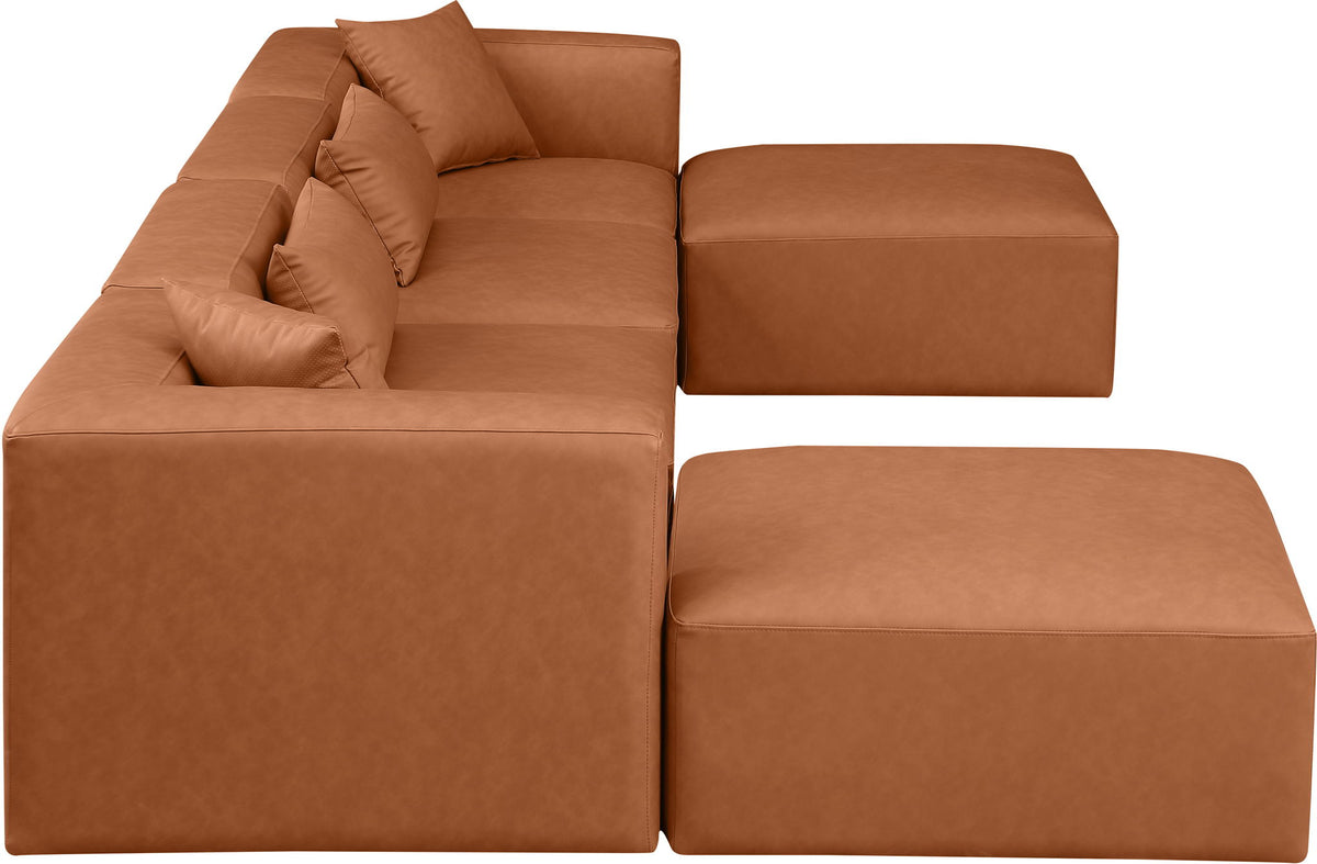 Cube - 6 Piece Modular Double Chaise Sectional - Cognac