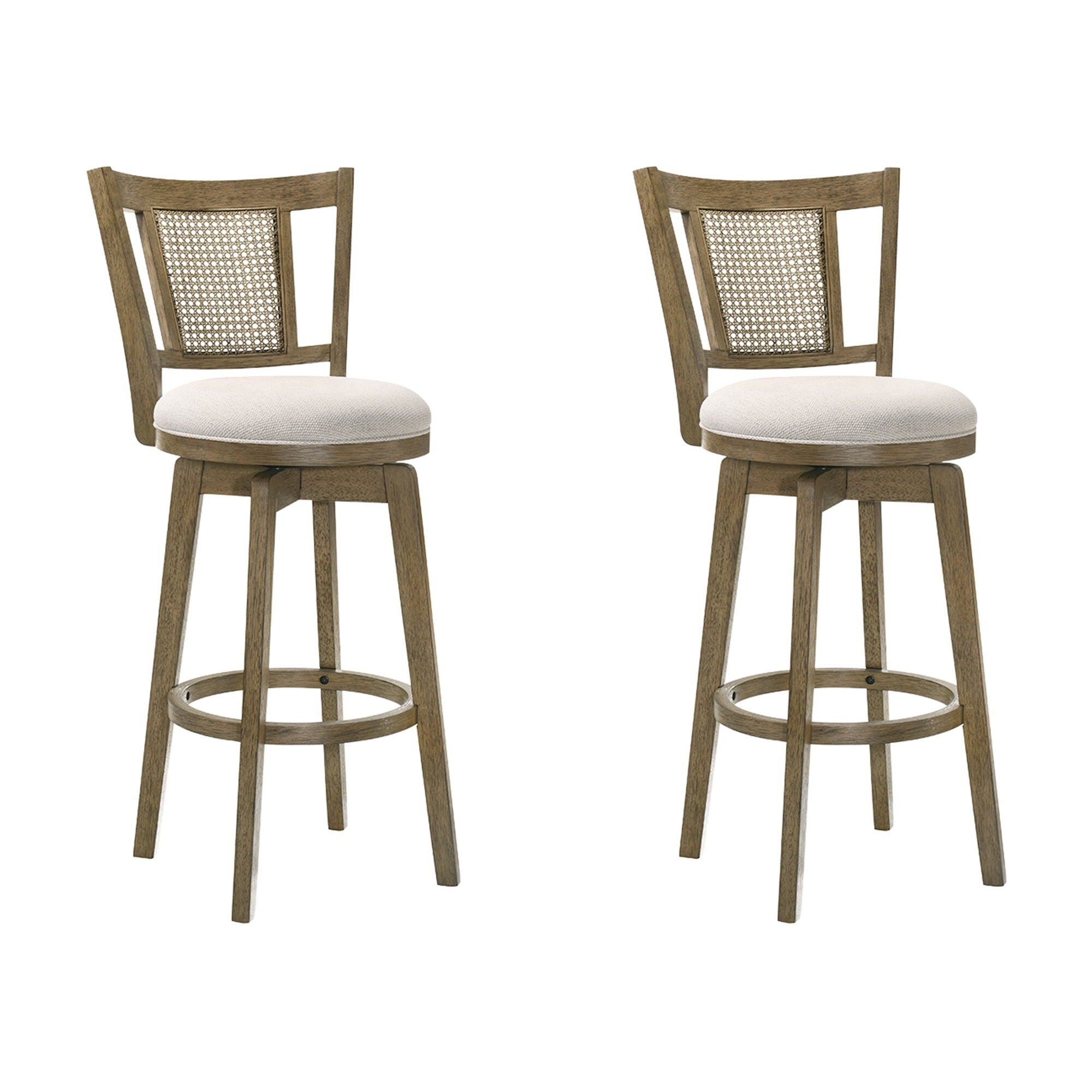 Isla - 30" Putty Brown Bar Height Rubberwood Swivel Barstool