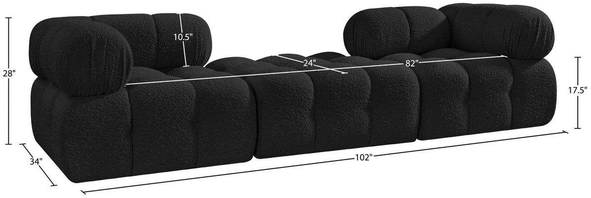 Ames - 3 Piece Boucle Modular Sofa With 1 Backless Seat