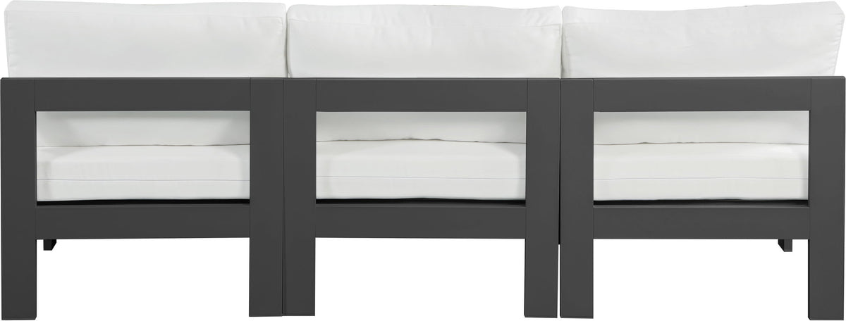 Nizuc - Outdoor Patio 3 Seat Armless Modular Sofa With Gray Frame