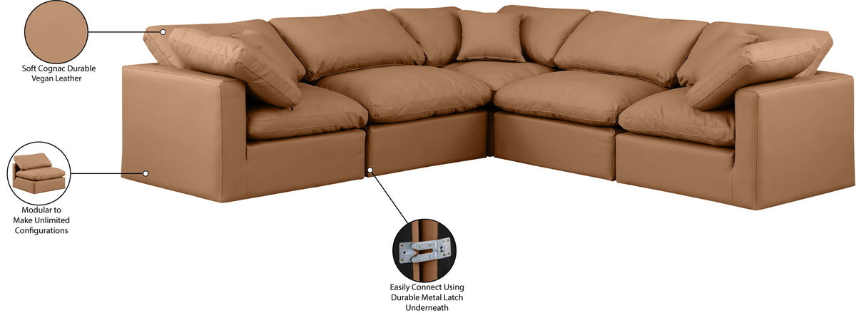 Indulge - Faux Leather 5 Piece Modular Corner Sectional