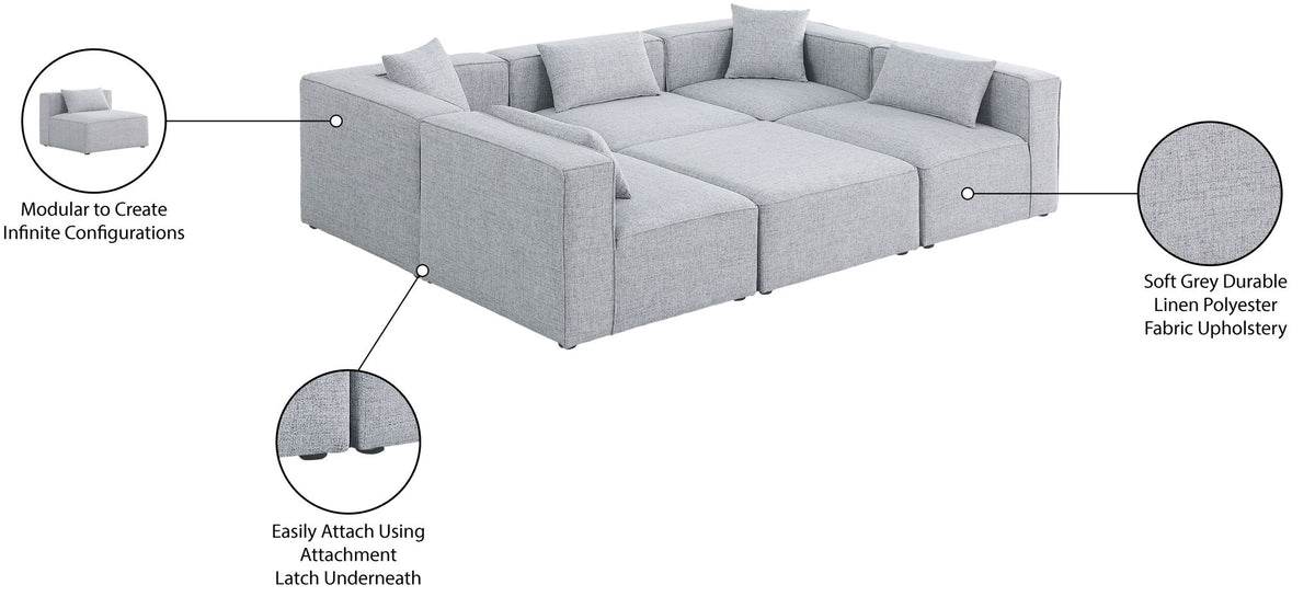 Cube - Linen 6 Piece Modular Sectional