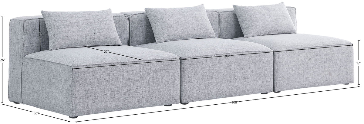 Cube - Linen Modular 3 Seat Armless Sofa