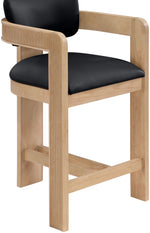 Sacha - Vegan Leather Upholstered Counter Stool With Natural Base