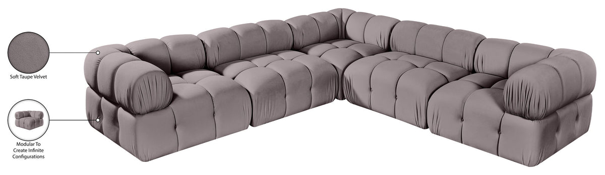 Orin - Velvet 5 Piece Modular Corner Sectional