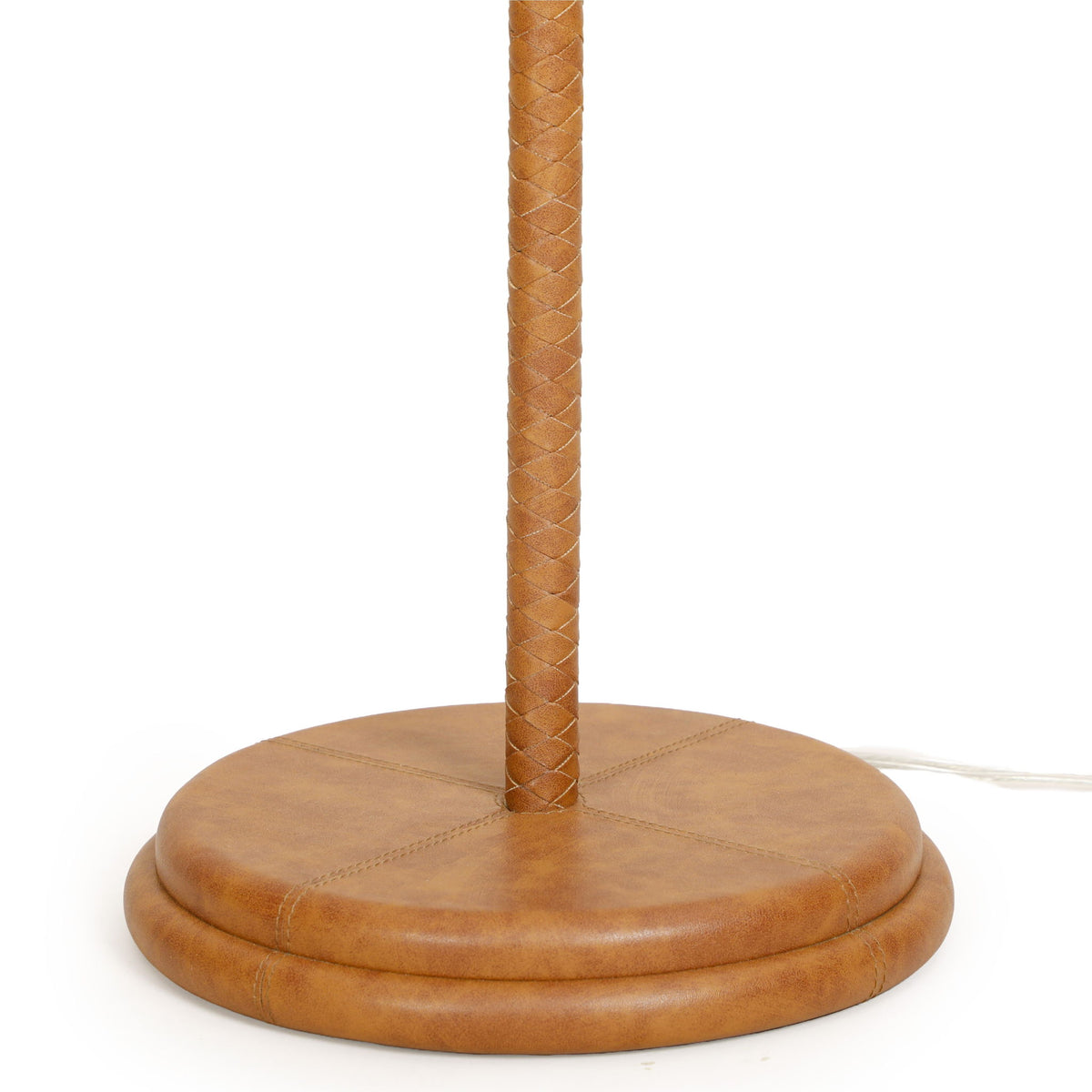 Keria - Vegan Leather And Raffia Designer Floor Lamp - Natural
