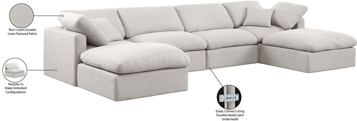 Indulge - Linen 6 Piece Modular Double Chaise Sectional