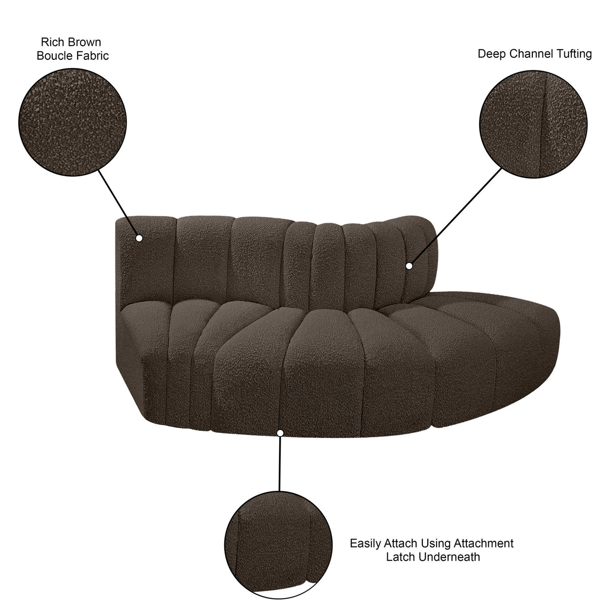Arc - Boucle Fabric 3 Piece Modular Sofa