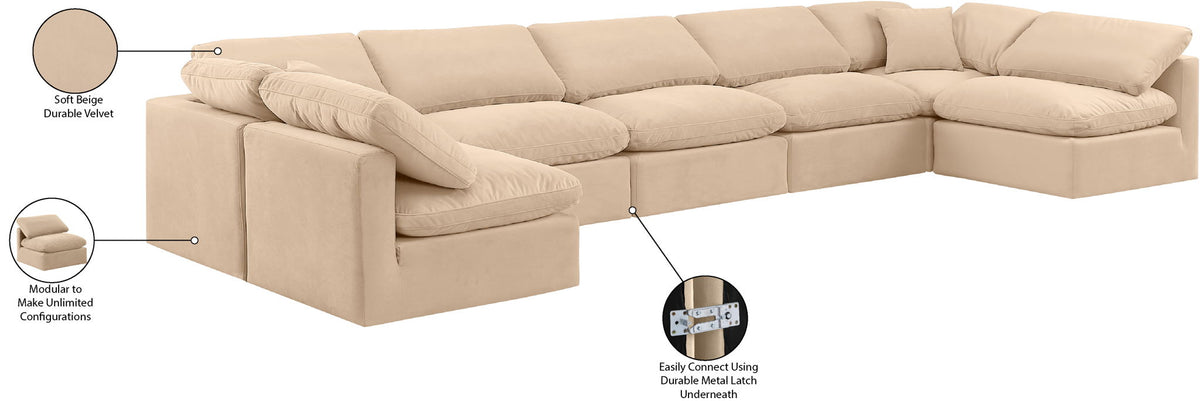 Indulge - Velvet 7 Piece Modular U-Shaped Sectional