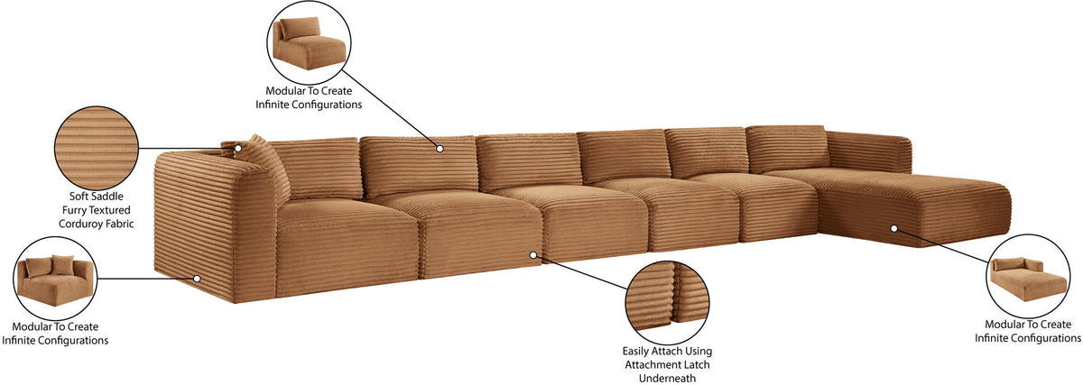 Shaggy - Fabric 6 Piece Modular Sectional With Chaise