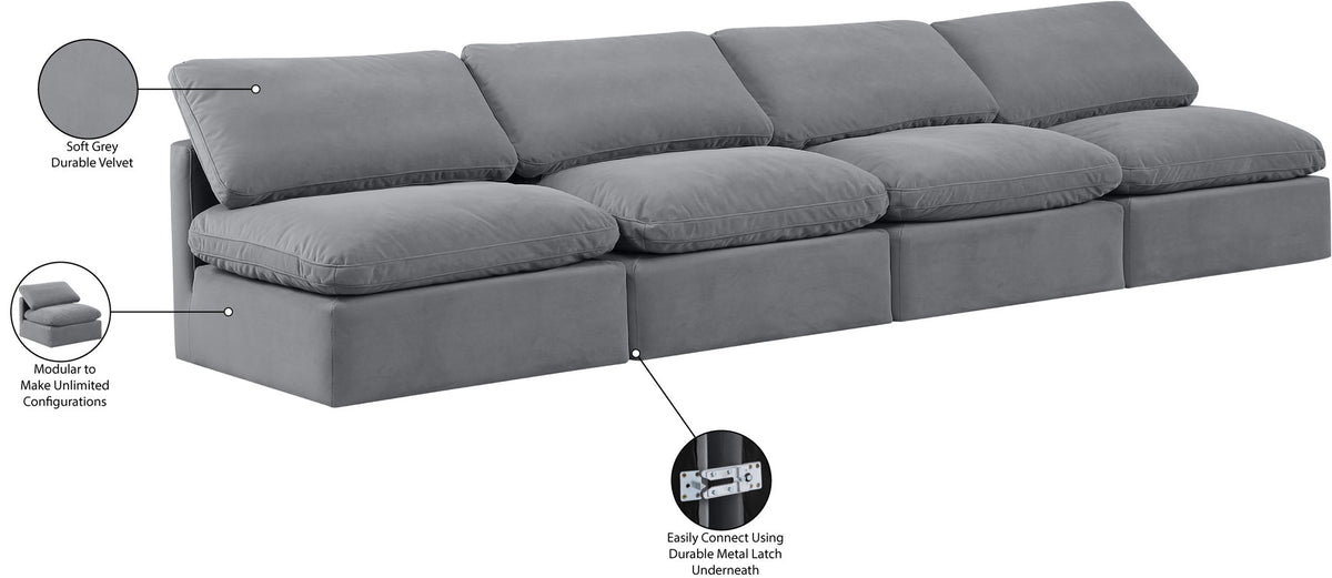Indulge - Velvet 4 Seat Modular Armless Sofa