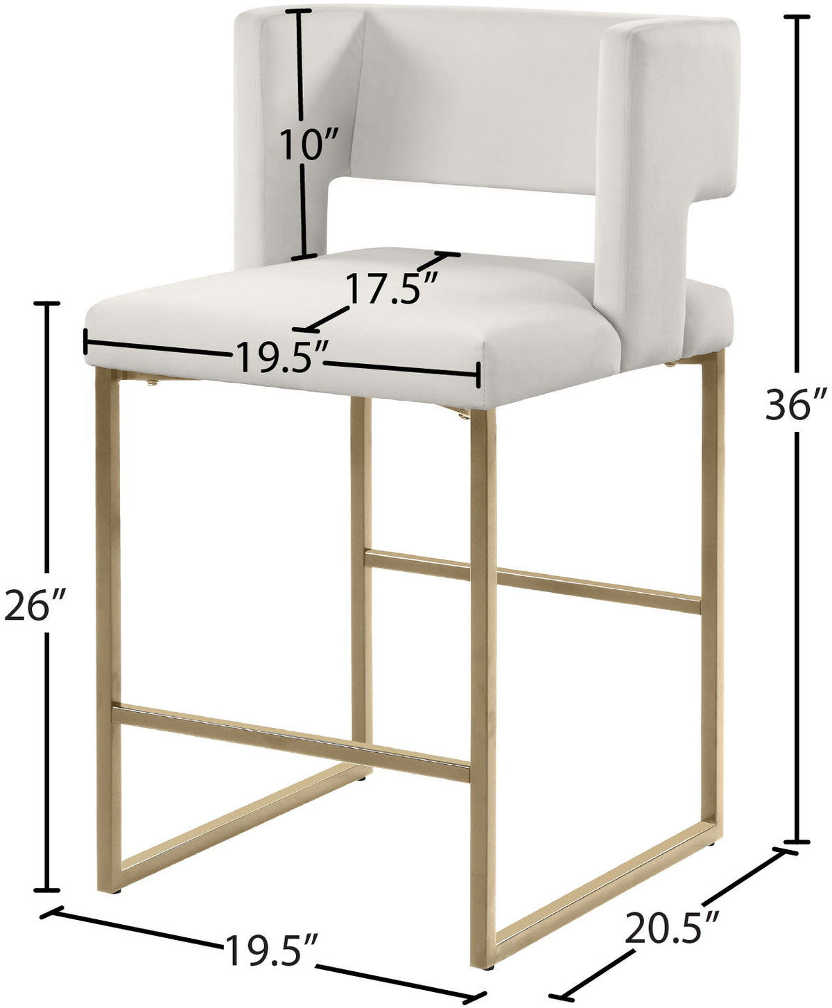 Caleb - Counter Stool with Gold Legs (Set of 2)