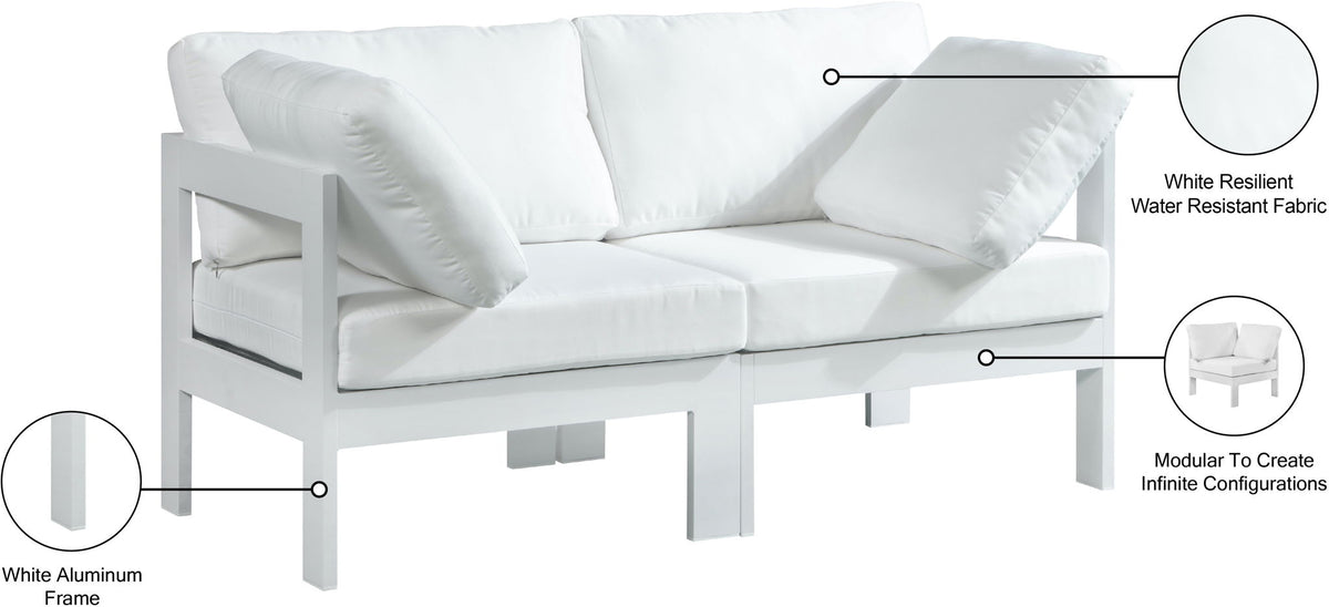 Nizuc - Outdoor Patio 2 Seat Modular Sofa With White Frame