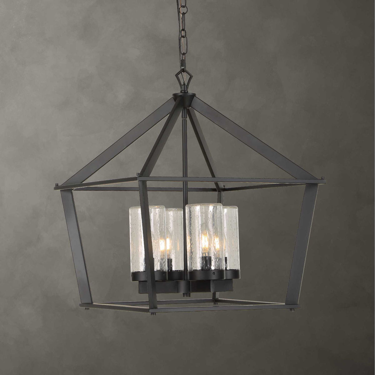 Evanston - 4 Light Indoor-Outdoor Pendant - Black