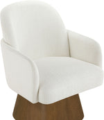 Marlowe - Linen Textured Fabric Upholstered Swivel Dining Arm Chair - Stained Brown