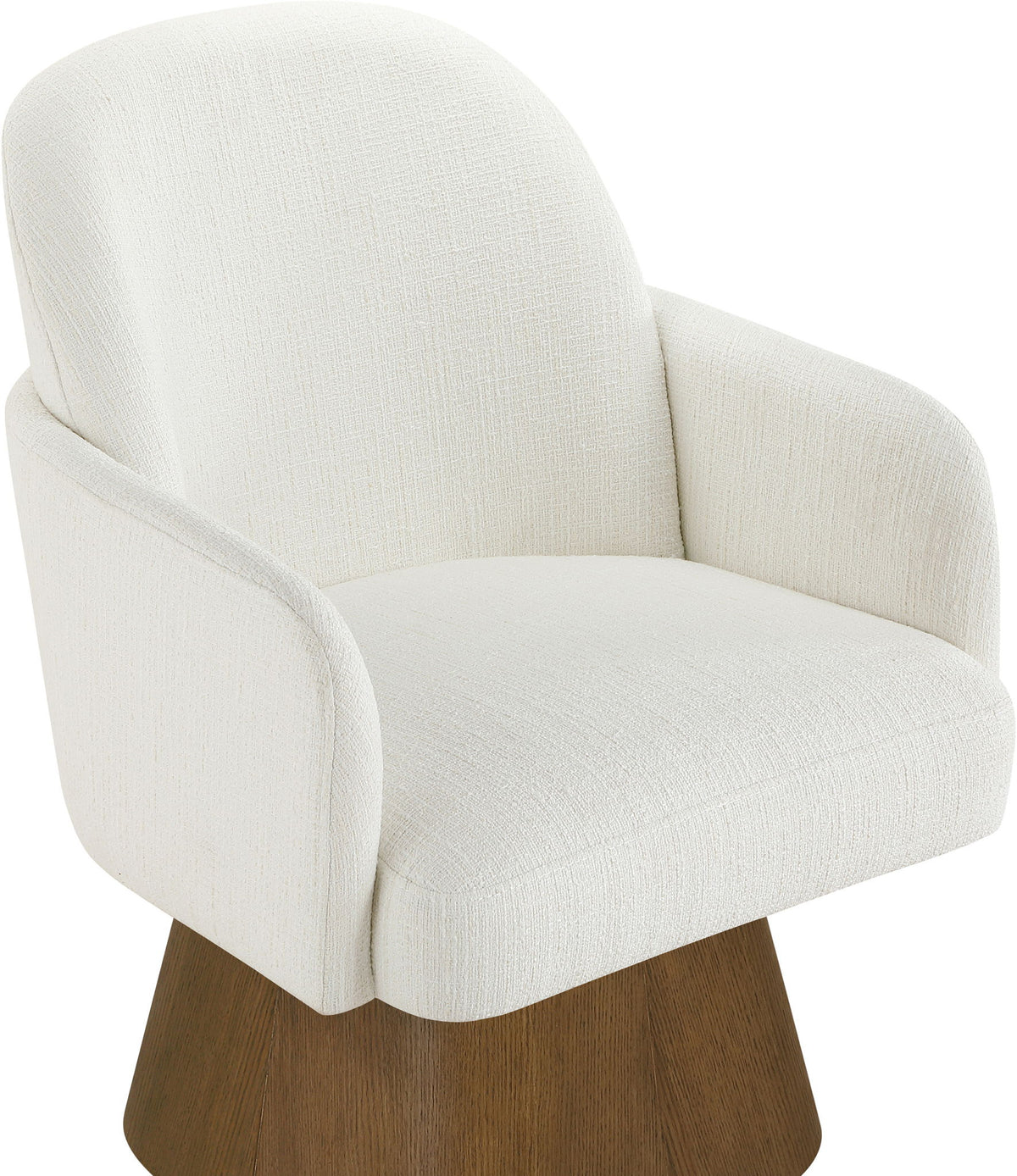 Marlowe - Linen Textured Fabric Upholstered Swivel Dining Arm Chair - Stained Brown
