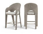 Seacrest - Olefin Water Resistant Fabric And Wicker Outdoor Patio Bar Stool