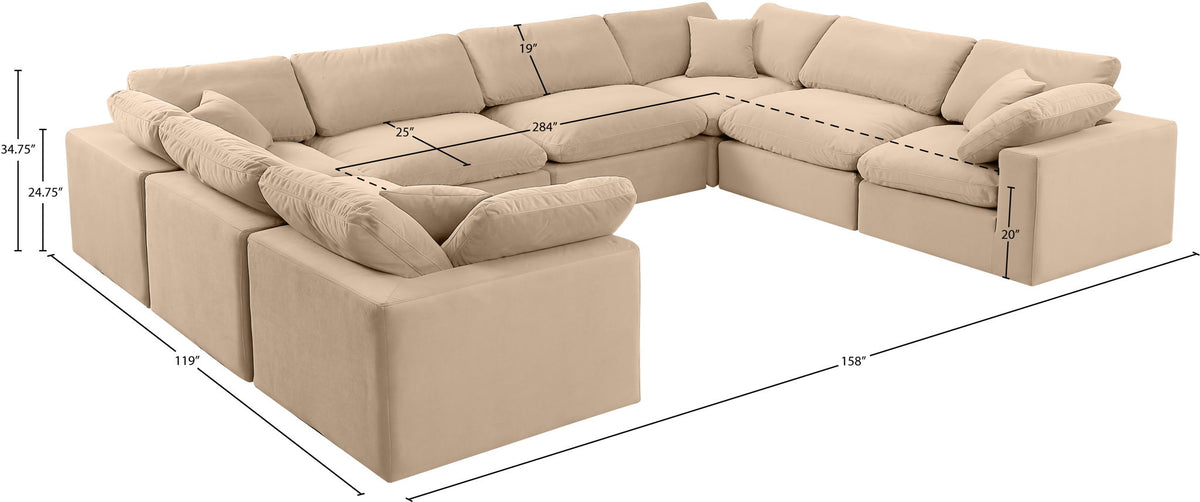 Comfy - 8 Piece Velvet Modular Sectional