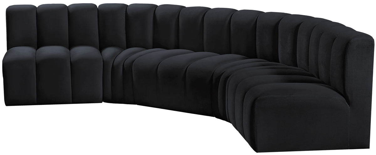 Arc - Velvet 5 Piece U-Shaped Modular Sofa
