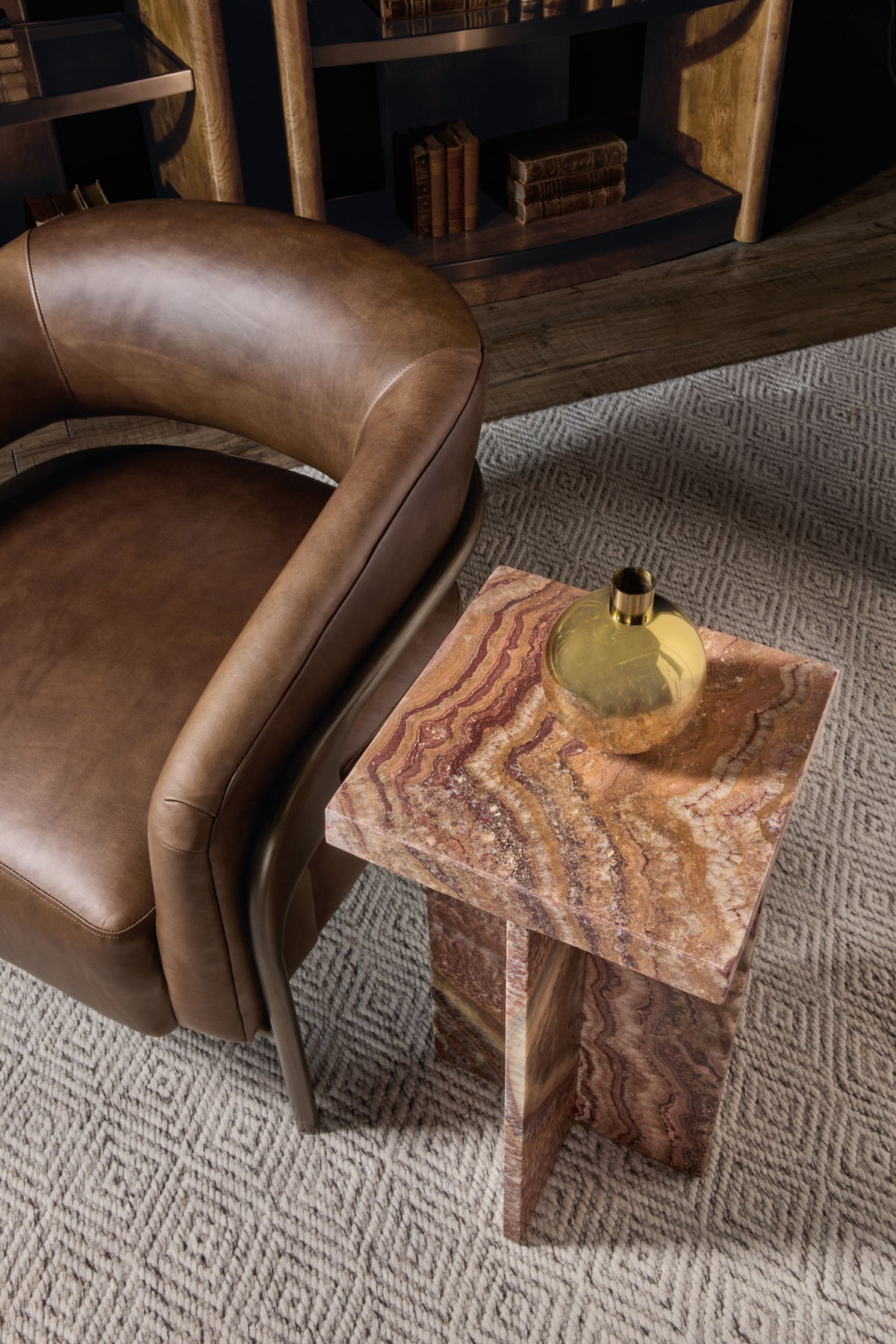 Melange - Denys Spot Table - Red / Light Brown