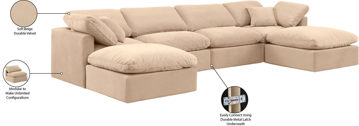 Indulge - Velvet 6 Piece Modular Double Chaise Sectional