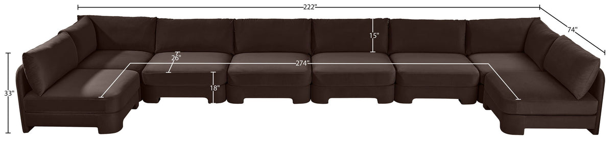 Hammond - Velvet Performance Fabric Upholstered 8 Piece U-Shaped Armless Sectional - Beige