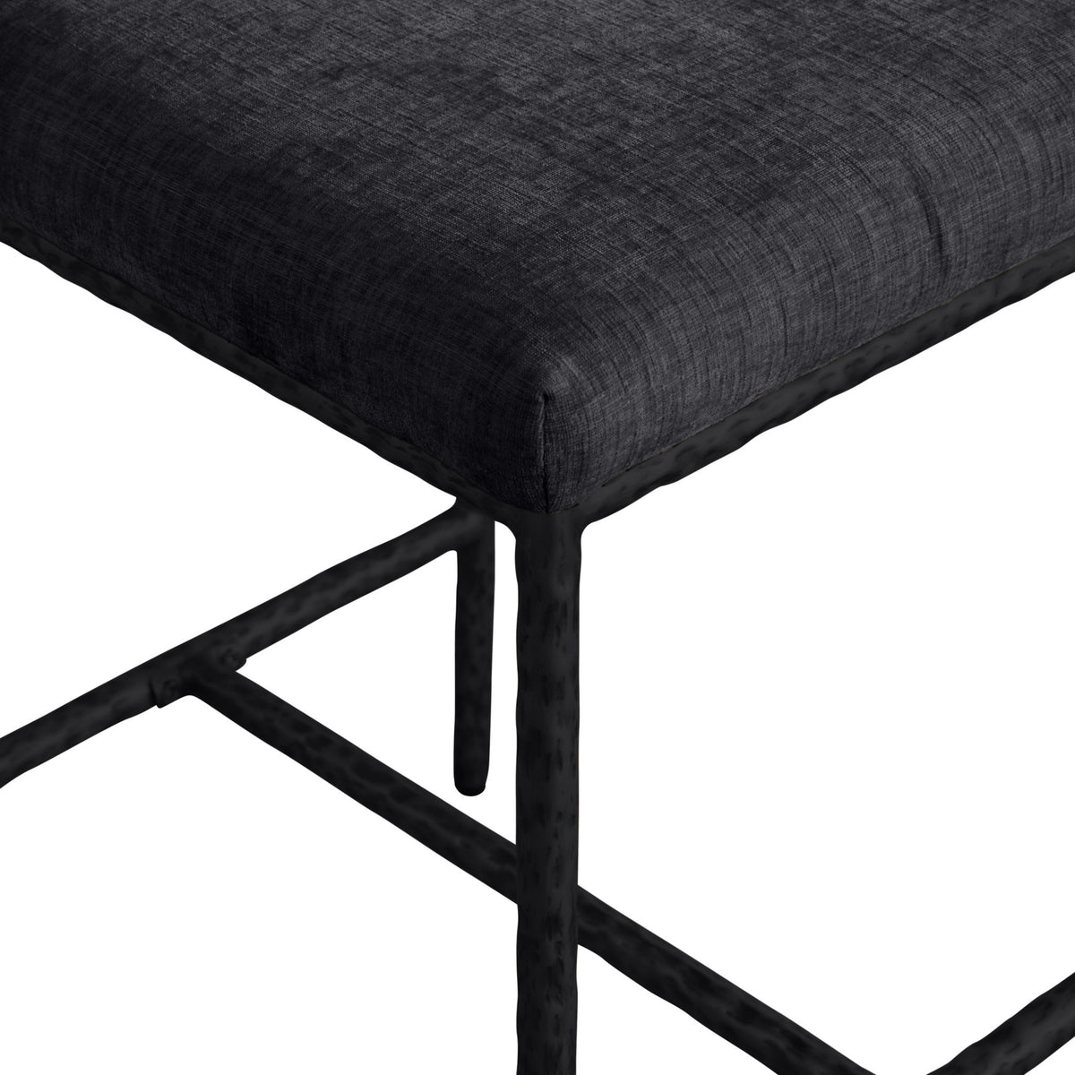Reeves - Chenille Fabric Upholstered Counter Stool (Set of 2) - Black Base
