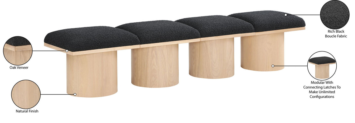 Pavilion - 4 Piece Modular Bench With Natural Base