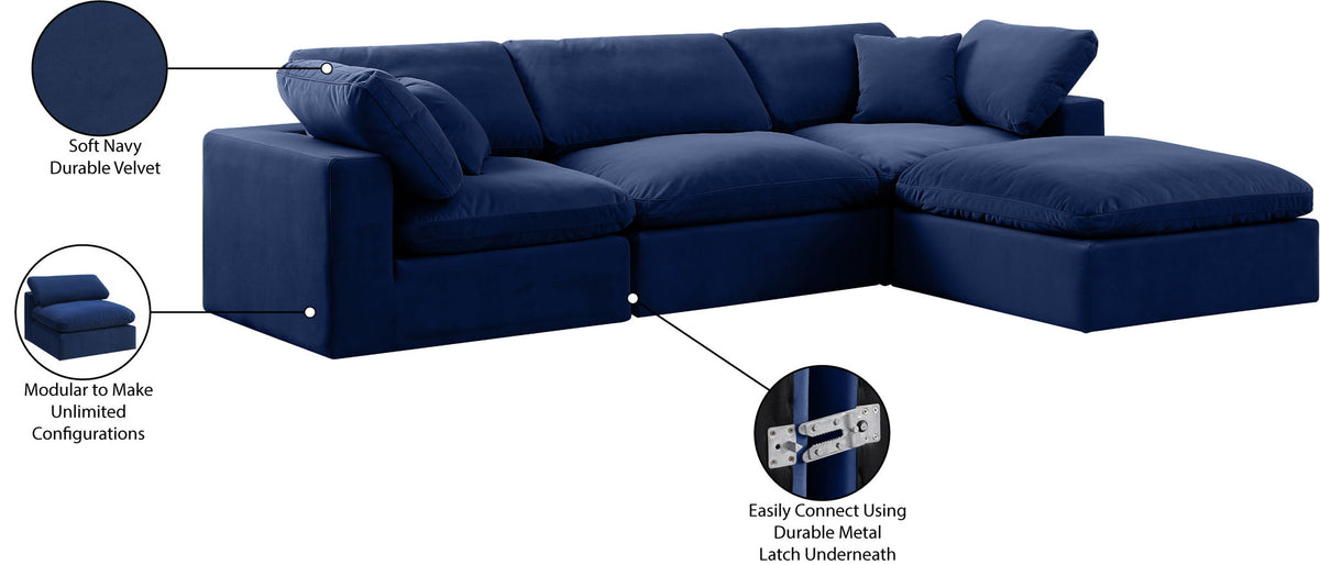 Comfy - 4 Piece Velvet Modular Sectional With Chaise