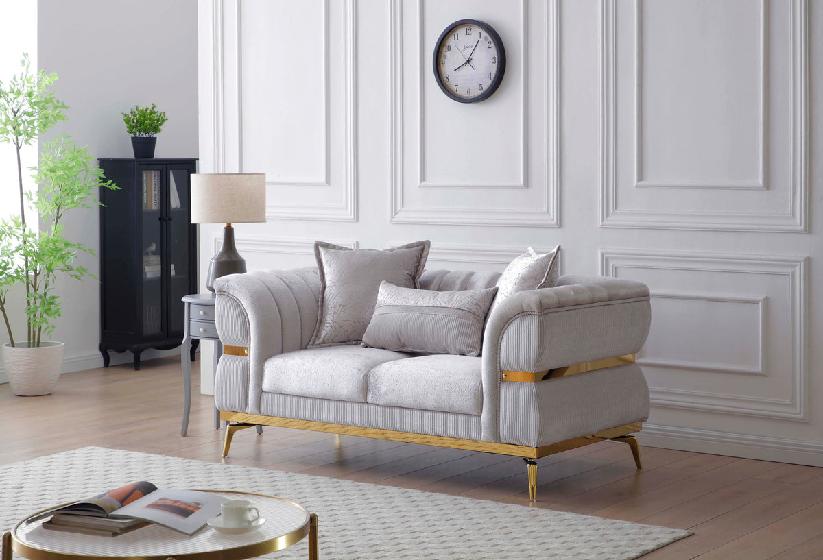 Eaton - Loveseat - Shiny Silver
