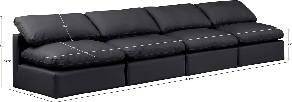Indulge - Faux Leather 4 Seat Modular Armless Sofa