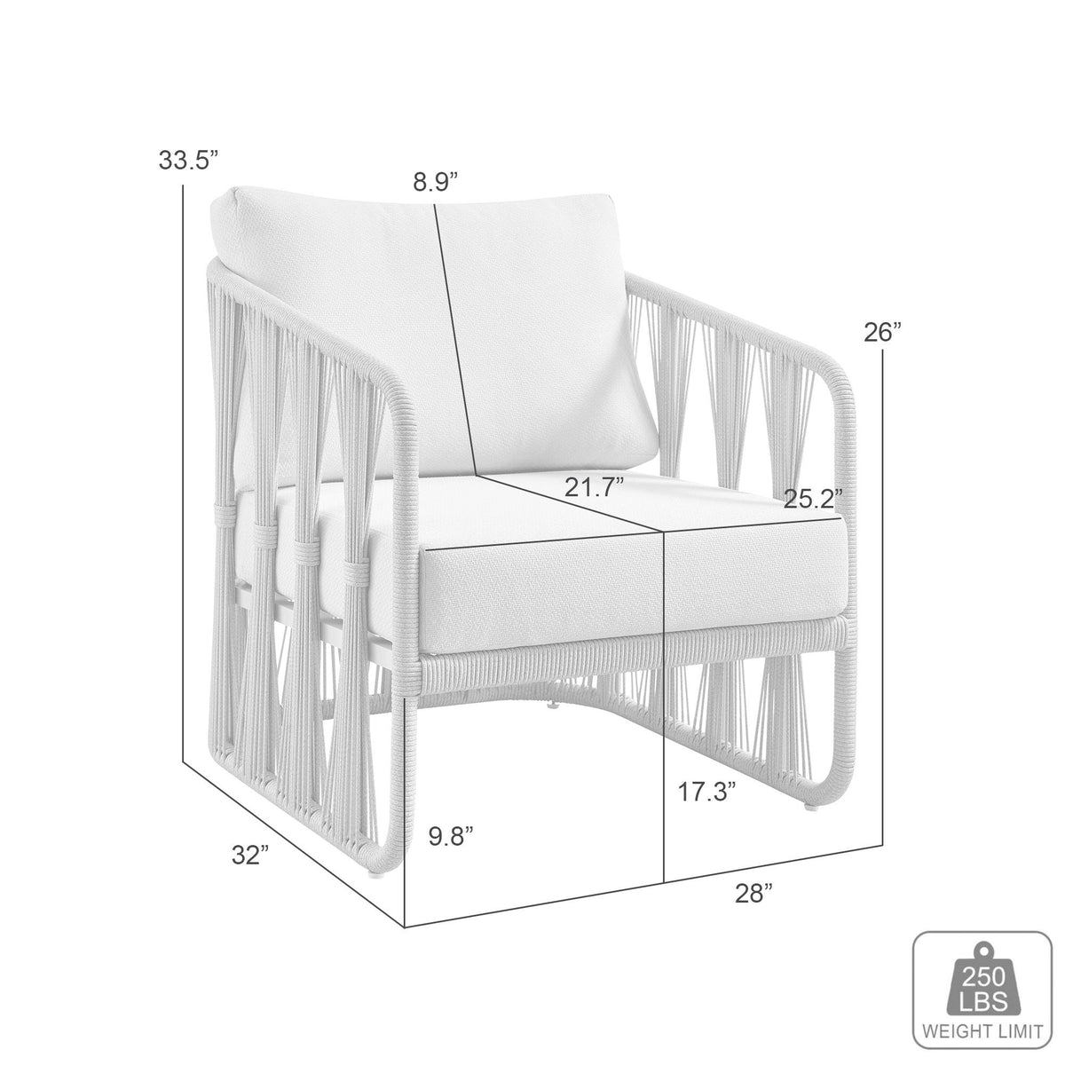 Breeze - Cream Metal Outdoor Club Chair With Cushions - Pearl