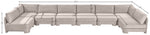 Hammond - Velvet Performance Fabric Upholstered 8 Piece U-Shaped Armless Sectional - Beige